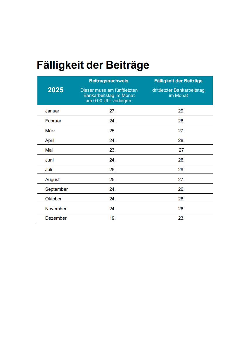 Featured image for “Fälligkeitstermin der SV Beiträge 2025”